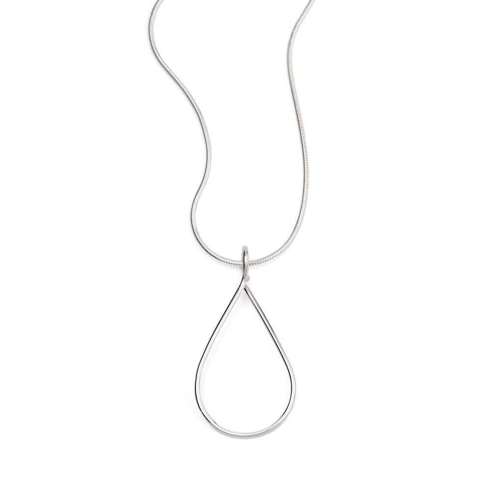 An image of the Dew Drop Pendant on a snake chain