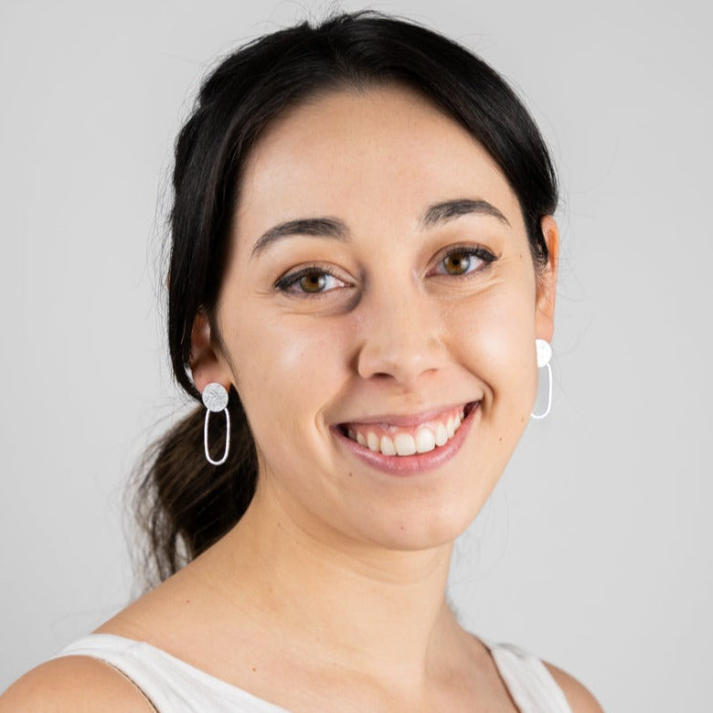 An alternate image of the Round Oval Petal Earrings