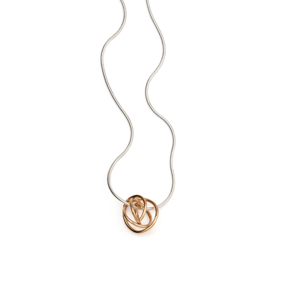 An image of the Gold Scribble Bead Pendant on a snake chain