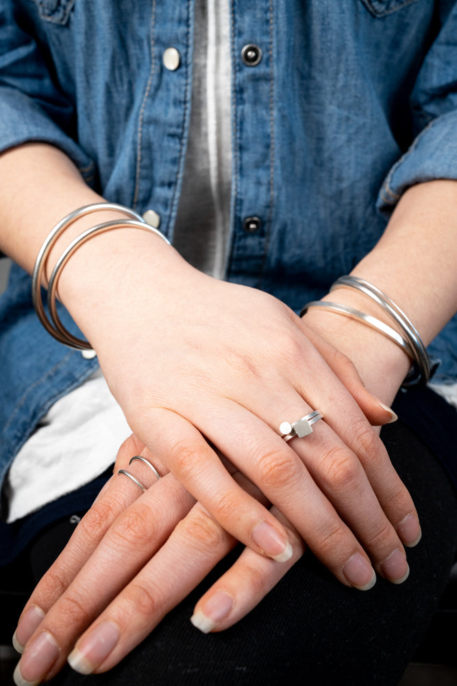 An alternate image of the Everyday Cuffs worn on the body
