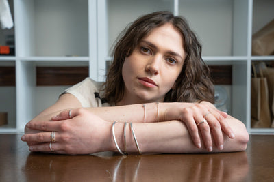 An alternate image of a model wearing Everyday Bands and Tiny Rings