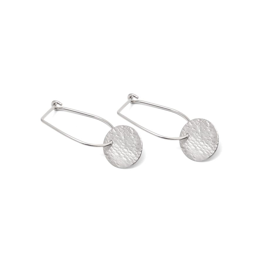 Silver Disc Hoops - U Hoop - reverse