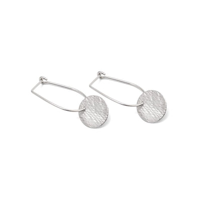 Silver Disc Hoops - U Hoop - reverse