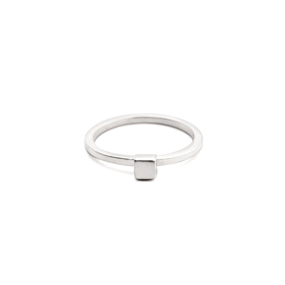 An image of the Tiny Ring, Square in silver
