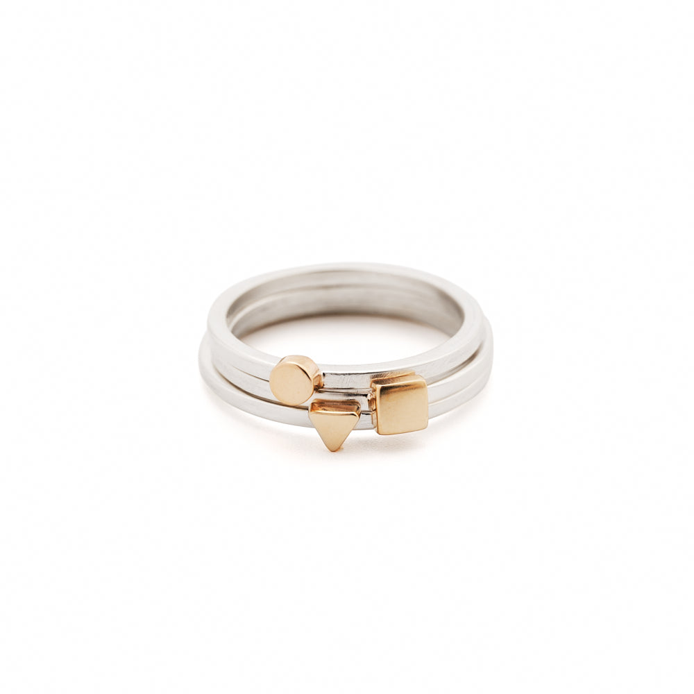 An image of the Tiny Ring, Stack in silver and gold