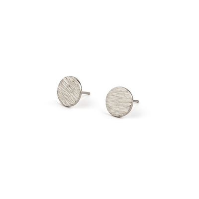An image of the White Gold Textured Disc Studs